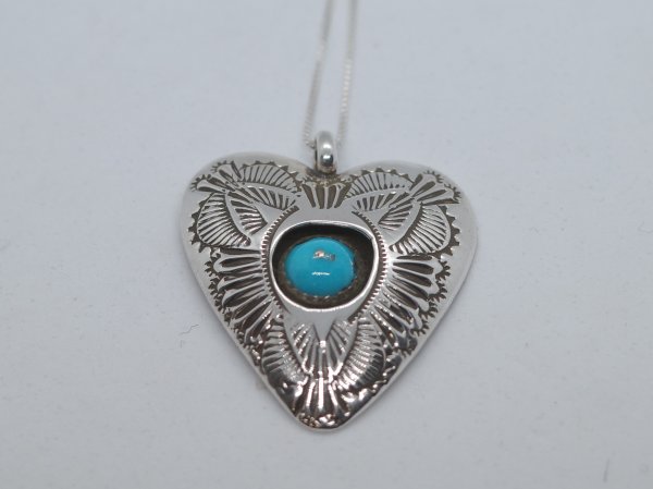 画像1: ハートターコイズペンダント (1)